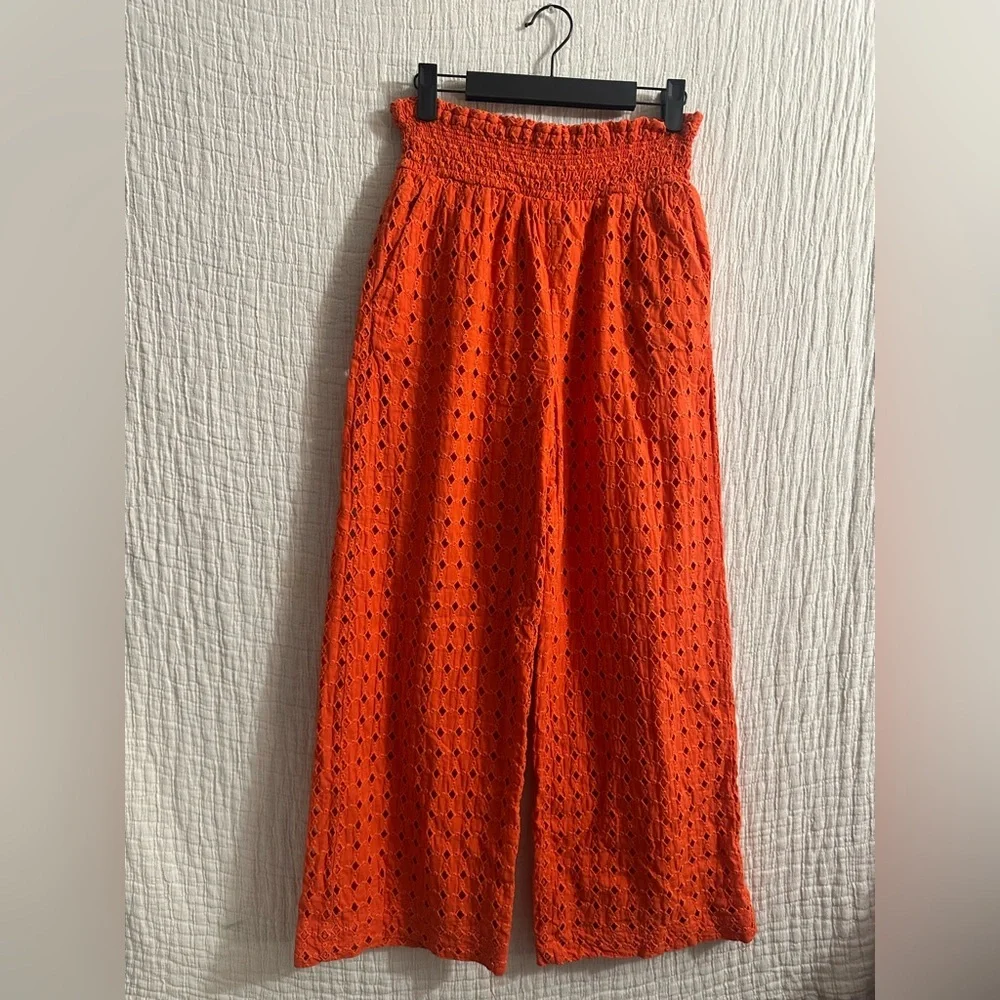 Maeve Eyelet Wide-Leg Pants Sz sm - Picture 4 of 6